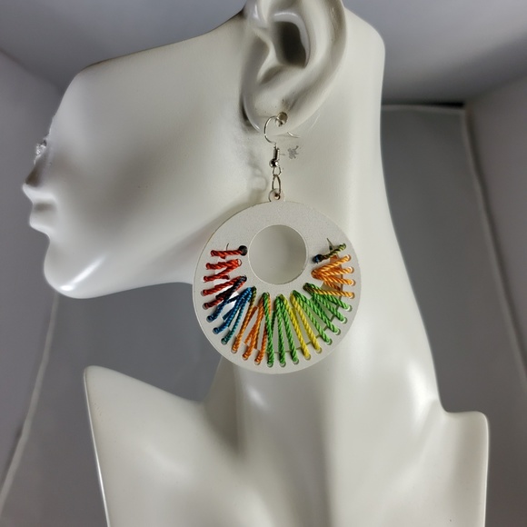 Hand Crafted Jewelry - Kenyan Hand Crafted Wood Earring with Thread